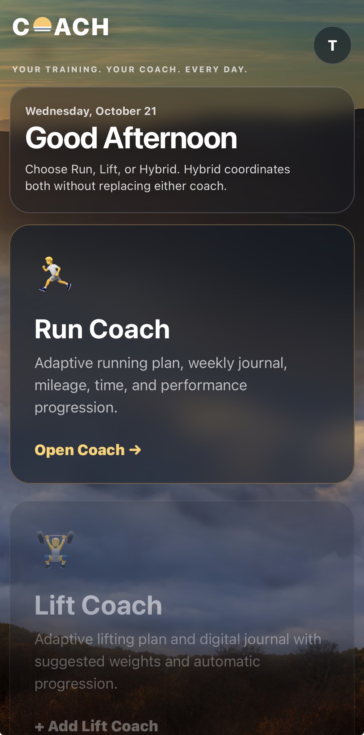 Authentic Coach dashboard screenshot
